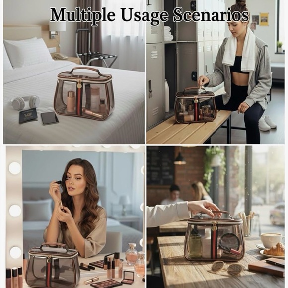 Fashion Transparent Brown Travel Cosmetic Bag - Picture 5 of 5